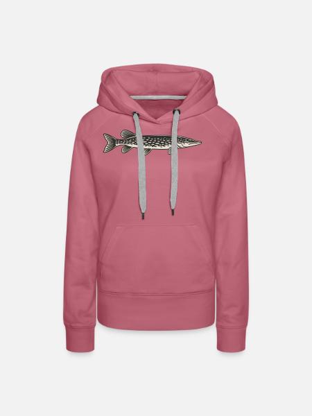 Gepunkteter Hecht Silhouette - Frauen Premium Bio Hoodie - Malve
