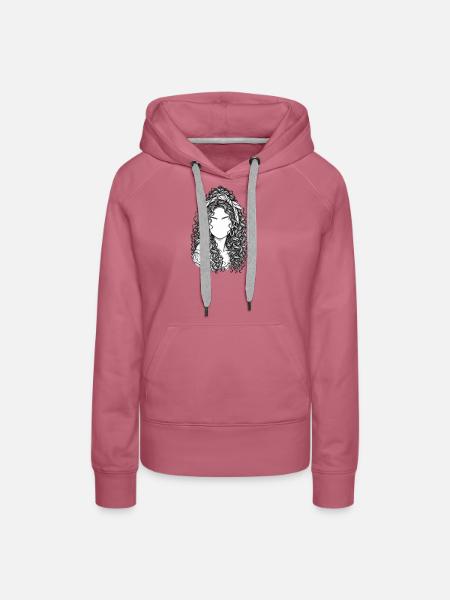 Lockige Portraitsilhouette Stirnband - Frauen Premium Bio Hoodie - Malve
