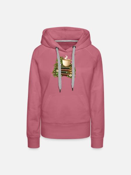 Bücherduft und Kaffeetasse - Frauen Premium Bio Hoodie - Malve