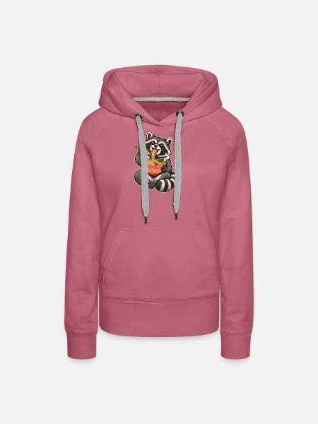 Süßer Waschbär mit Ramen und Essstäbchen - Frauen Premium Bio Hoodie - Malve