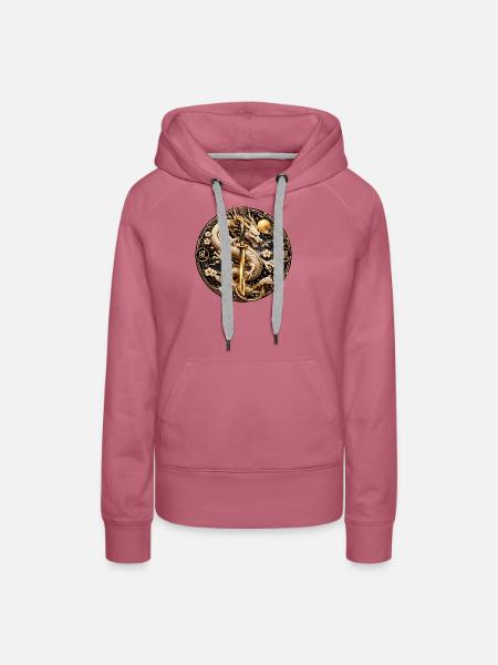 Goldener Drachenklingentraum - Frauen Premium Bio Hoodie - Malve