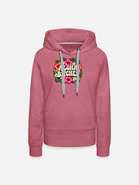 Aloha Bitches Tropical Floral - Frauen Premium Bio Hoodie - Malve