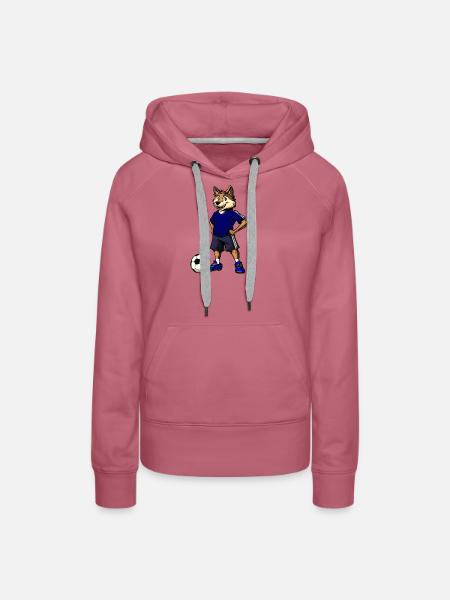 Fussball Wolf Blau - Frauen Premium Bio Hoodie - Malve