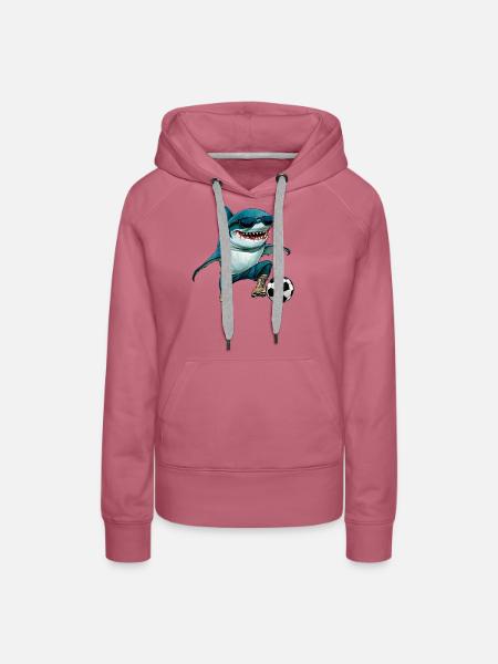 Fussball Hai Fisch - Frauen Premium Bio Hoodie - Malve
