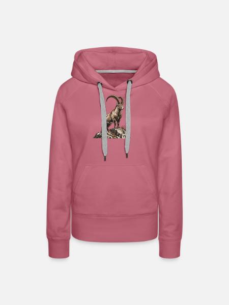 Alpensteinbock – König der Felsen - Frauen Premium Bio Hoodie - Malve