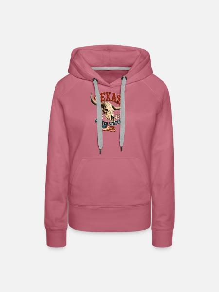 Texas Skull USA Flag - Frauen Premium Bio Hoodie - Malve