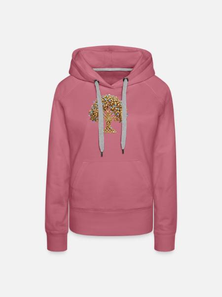 Goldener Baum des Lebens Engel - Frauen Premium Bio Hoodie - Malve