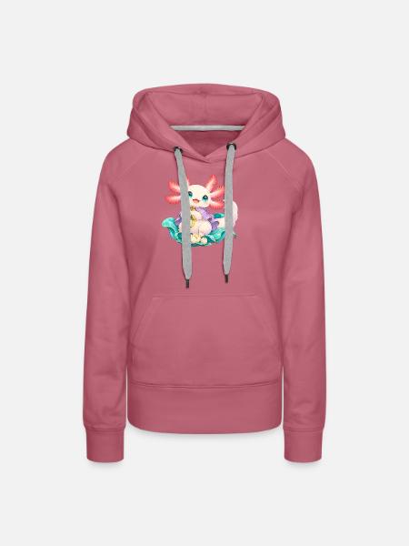 Süßer Axolotl mit Laterne | Noventra - Frauen Premium Bio Hoodie - Malve