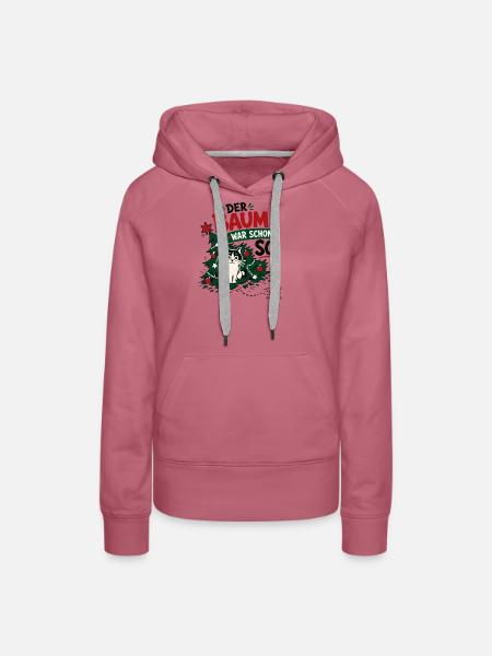 Lustige Katze im Weihnachtsbaum - Frauen Premium Bio Hoodie - Malve