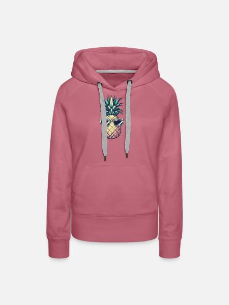 Ananas mit Sonnenbrille – Bunt - Frauen Premium Bio Hoodie - Malve