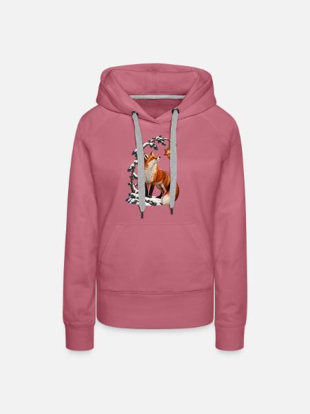 Winterfuchs unter der Sternlaterne - Frauen Premium Bio Hoodie - Malve