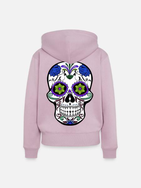 mexikanischer Schädel - Frauen Premium Bio Zip Hoodie - Altrosa
