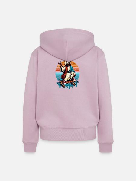 Jesus Skateboard - Frauen Premium Bio Zip Hoodie - Altrosa