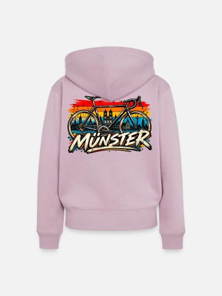 Münster Fahrrad-Comic Collage - Frauen Premium Bio Zip Hoodie - Altrosa