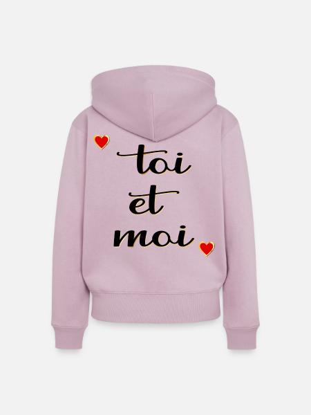 Du und ich, Liebe - Frauen Premium Bio Zip Hoodie - Altrosa