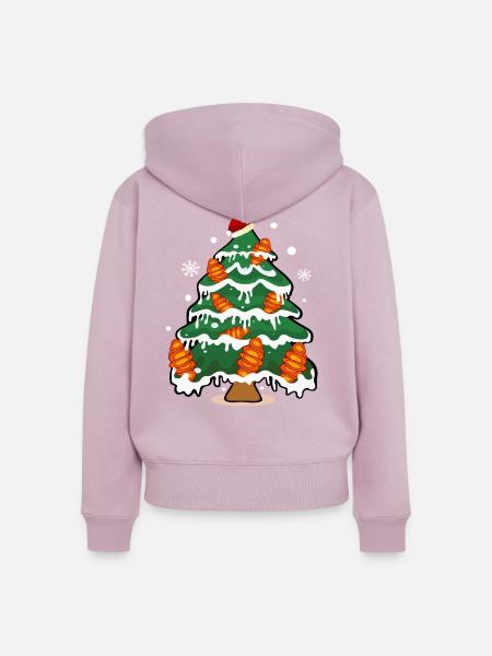 Weihnachten Franzbrötchen Weihnachtsbaum - Frauen Premium Bio Zip Hoodie - Altrosa