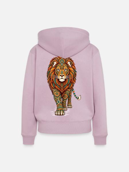 Mandala Löwe Zen Spirituell Boho - Frauen Premium Bio Zip Hoodie - Altrosa
