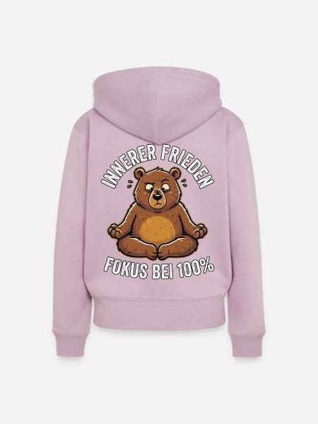 Lustiger Yoga Bär - Frauen Premium Bio Zip Hoodie - Altrosa
