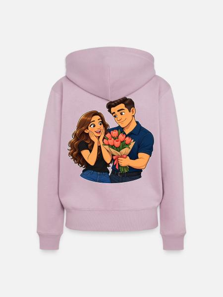 Tullips Überraschungs-Liebesmoment - Frauen Premium Bio Zip Hoodie - Altrosa