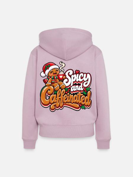 Scharf und Koffeinverrückt - Frauen Premium Bio Zip Hoodie - Altrosa