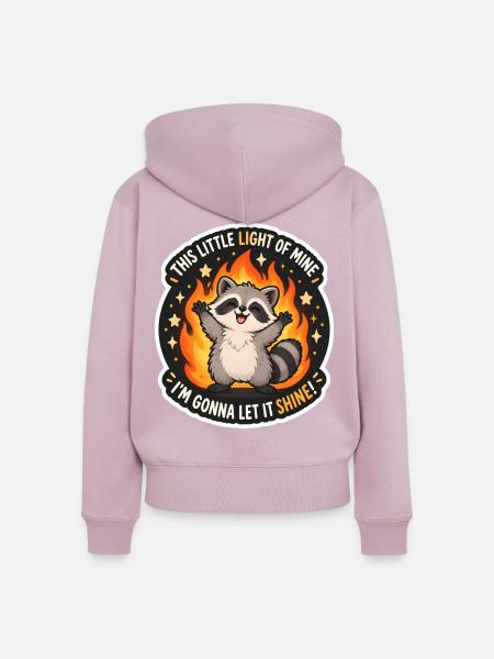 Waschbär im Flammen-Schein - Frauen Premium Bio Zip Hoodie - Altrosa