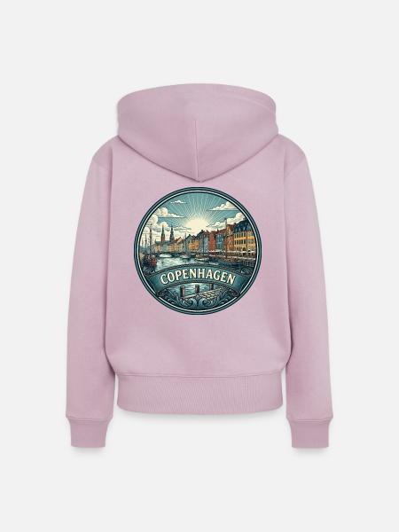 Kopenhagen, Dänemark Reiseabzeichen Nyhavn Souvenir - Frauen Premium Bio Zip Hoodie - Altrosa