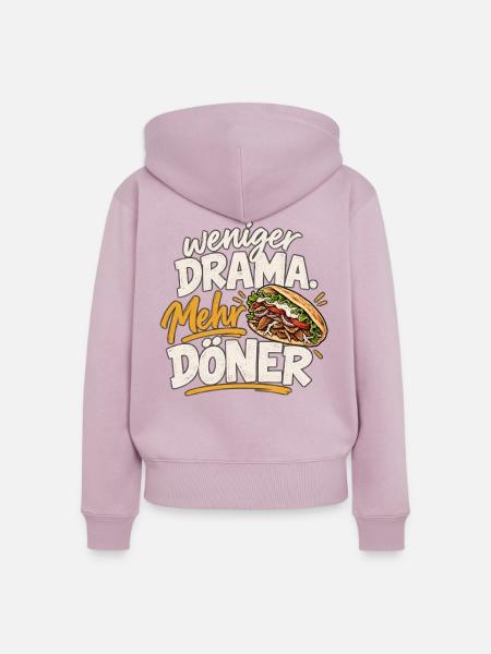 Weniger Drama, Mehr Döner - Frauen Premium Bio Zip Hoodie - Altrosa