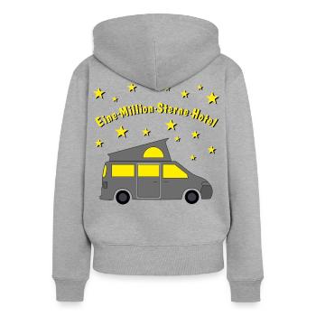 eine million sterne hotel campingbus - Frauen Premium Bio Zip Hoodie - Grau meliert - Hinten - Selfina (174cm)
