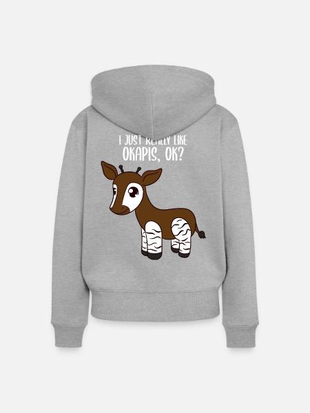 Okapi - Frauen Premium Bio Zip Hoodie - Grau meliert