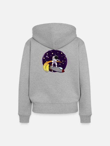 Astronaut Auf Rakete - Frauen Premium Bio Zip Hoodie - Grau meliert