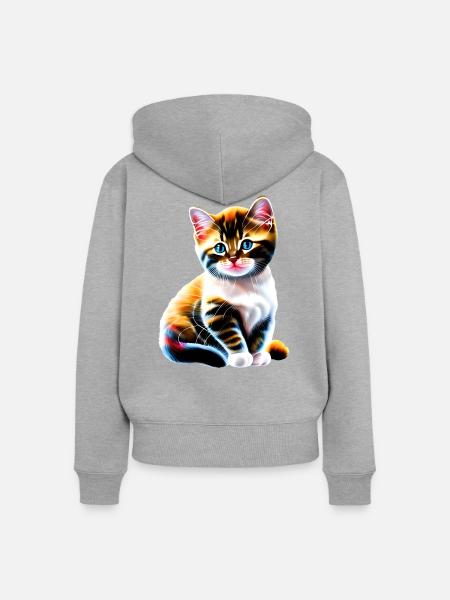 Baby-Weihnachtskatze - Frauen Premium Bio Zip Hoodie - Grau meliert