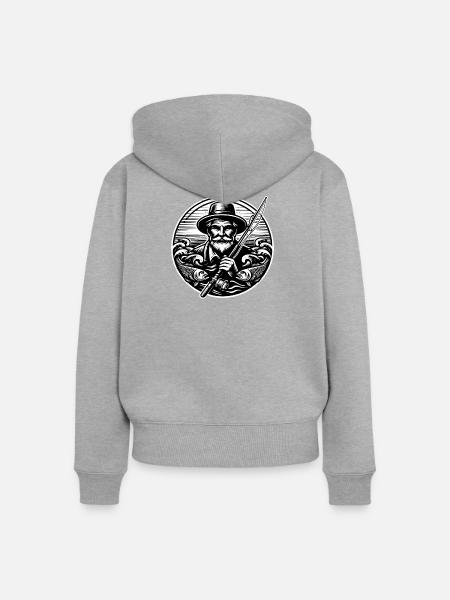 Angler Logo - Frauen Premium Bio Zip Hoodie - Grau meliert