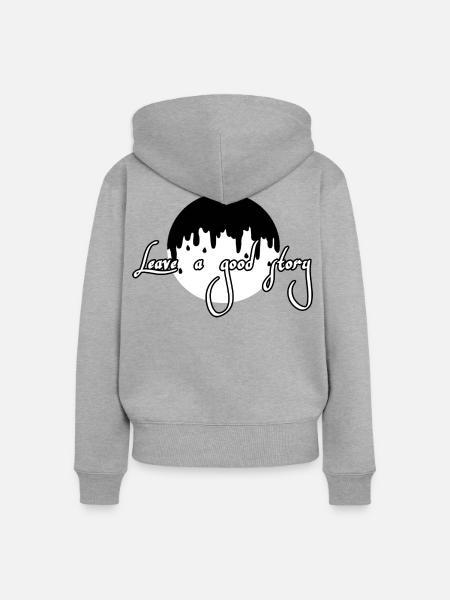 Hinterlasse eine gute Geschichte - Frauen Premium Bio Zip Hoodie - Grau meliert