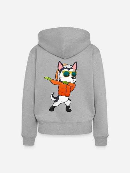 Husky Weihnachtsgeschenk - Frauen Premium Bio Zip Hoodie - Grau meliert