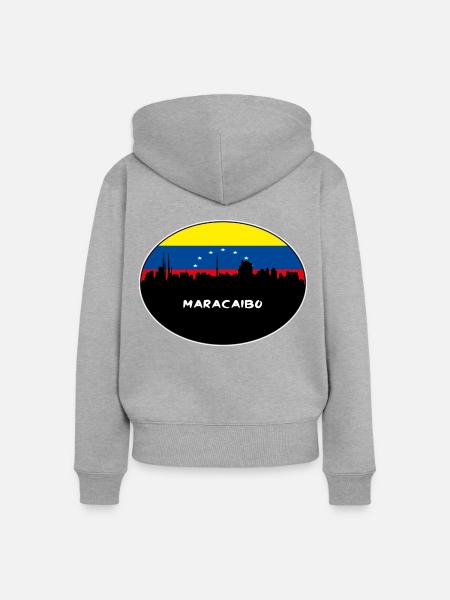 Maracaibo-Venezuela-Flaggen-Skyline-Schattenbild-Reise - Frauen Premium Bio Zip Hoodie - Grau meliert