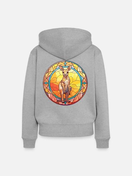 Känguru Bunte Aquarell-Tierillustration - Frauen Premium Bio Zip Hoodie - Grau meliert