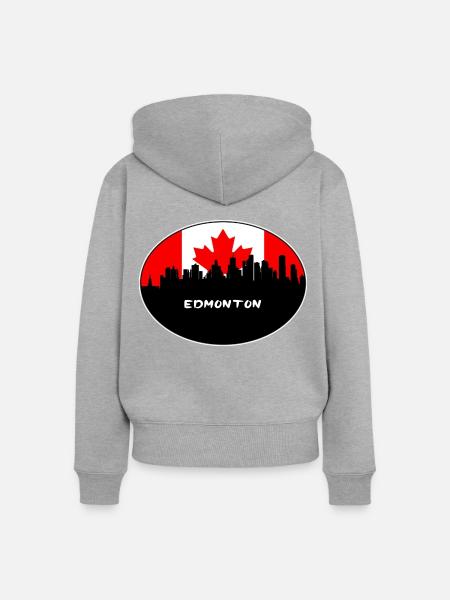 Edmonton Kanada-Flaggen-Skyline-Schattenbild-Reise - Frauen Premium Bio Zip Hoodie - Grau meliert