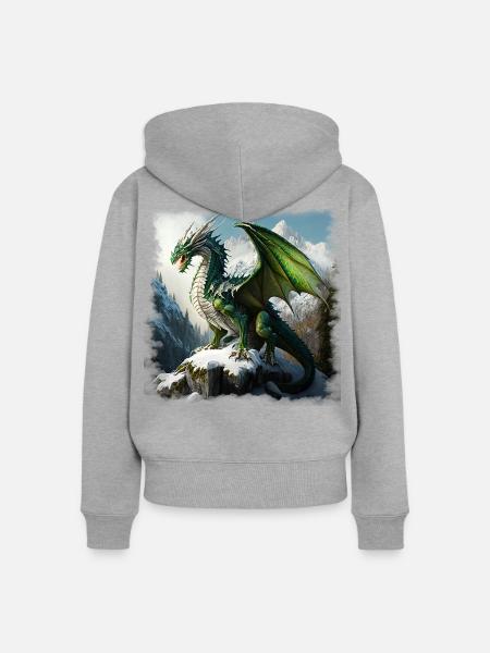 Fantasy Dragon - Frauen Premium Bio Zip Hoodie - Grau meliert