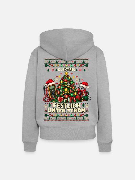 Elektrik - Festlich unter Strom - Frauen Premium Bio Zip Hoodie - Grau meliert