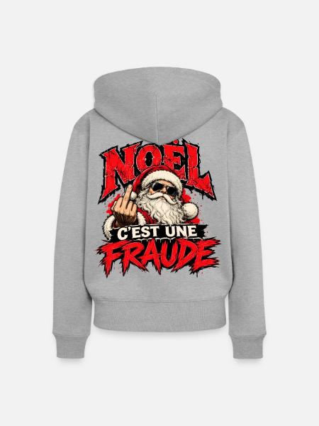 Rebellisches Weihnachten: Wütender Santa - Frauen Premium Bio Zip Hoodie - Grau meliert