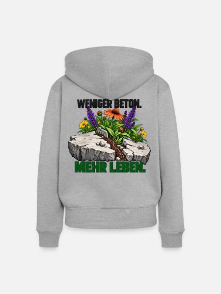Mehr Leben statt Beton - Frauen Premium Bio Zip Hoodie - Grau meliert