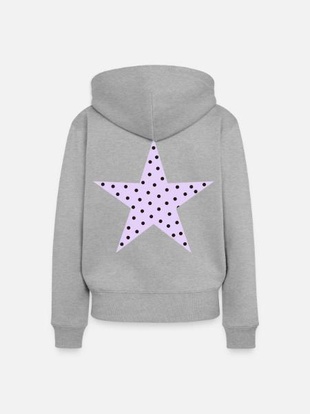 Sternlila-schwarze Punktpunkte - Frauen Premium Bio Zip Hoodie - Grau meliert
