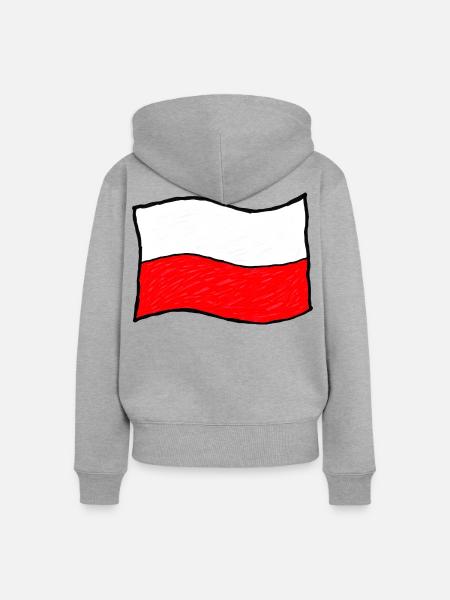 Handgezeichnete polnische Flagge - Frauen Premium Bio Zip Hoodie - Grau meliert