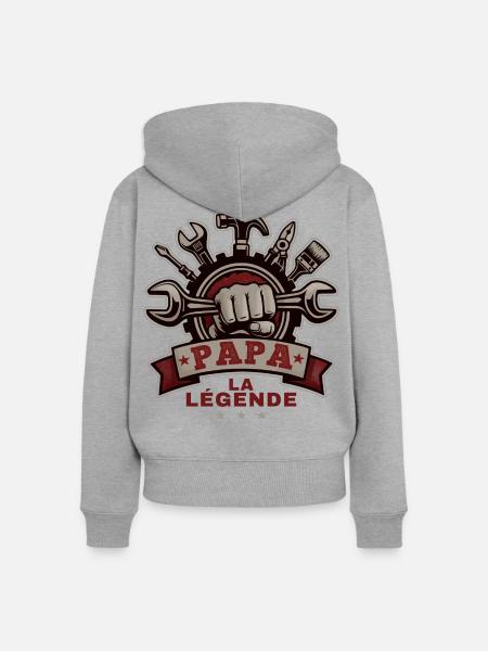 Papa, die Legende - Frauen Premium Bio Zip Hoodie - Grau meliert
