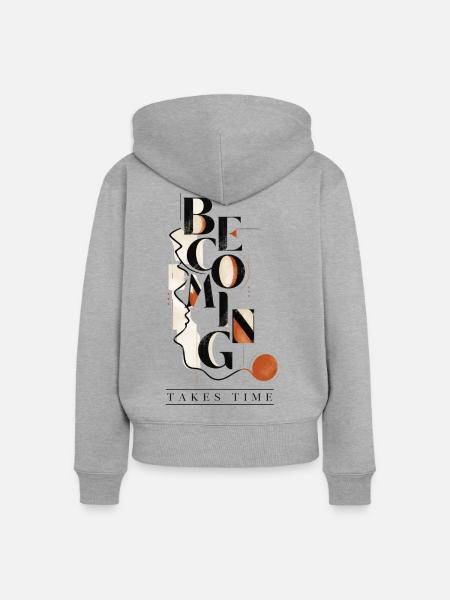Werden braucht Zeit – Persönliches Wachstum - Frauen Premium Bio Zip Hoodie - Grau meliert