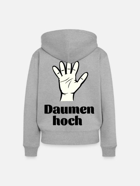 Daumen hoch - Frauen Premium Bio Zip Hoodie - Grau meliert