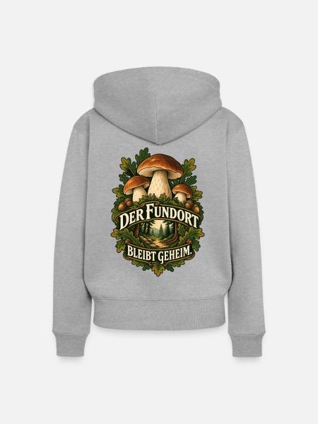 Fundort bleibt geheim Pilzwald - Frauen Premium Bio Zip Hoodie - Grau meliert
