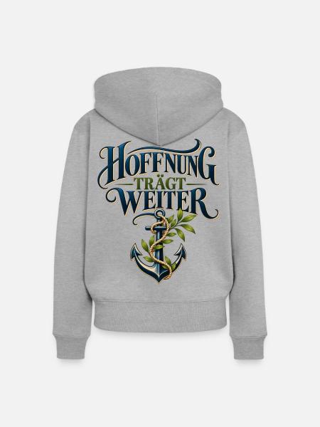 Glaube & Hoffnung – Vertrauen trägt weiter - Frauen Premium Bio Zip Hoodie - Grau meliert