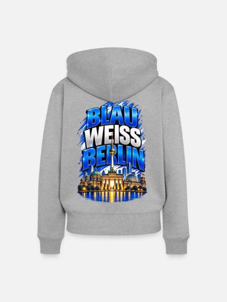 Blau Weiss Berlin - Frauen Premium Bio Zip Hoodie - Grau meliert