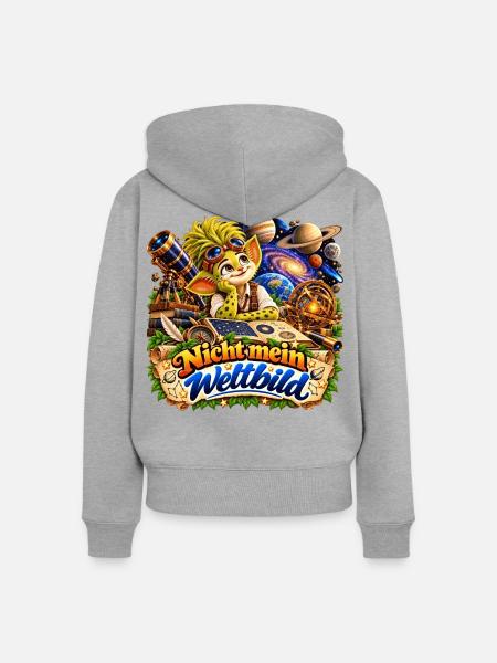 Wenuma Nicht mein Weltbild - Frauen Premium Bio Zip Hoodie - Grau meliert